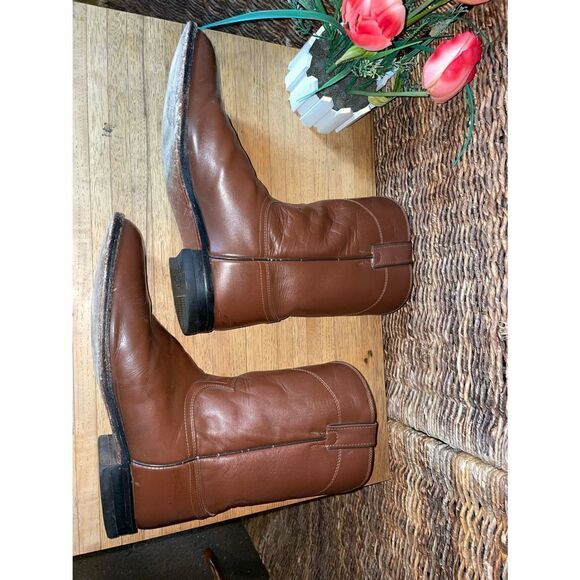 Roper Boots By Justin Classic Tan  Rancher/Cowboy Boot Size 11.5-RARE - Picture 14 of 16